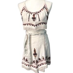 Shoreline Boho Embroidered Halter & Skirt Set One Size Fits Most Summer Outfit
